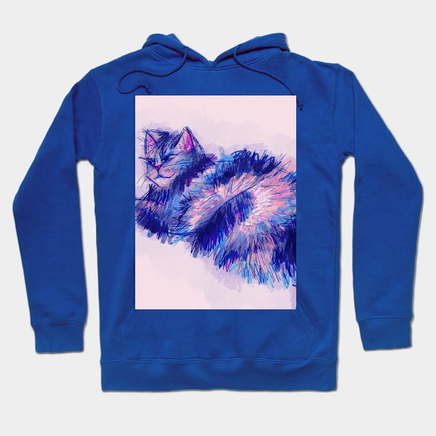 Sly cat lying down Hoodie by CheriBeanArt